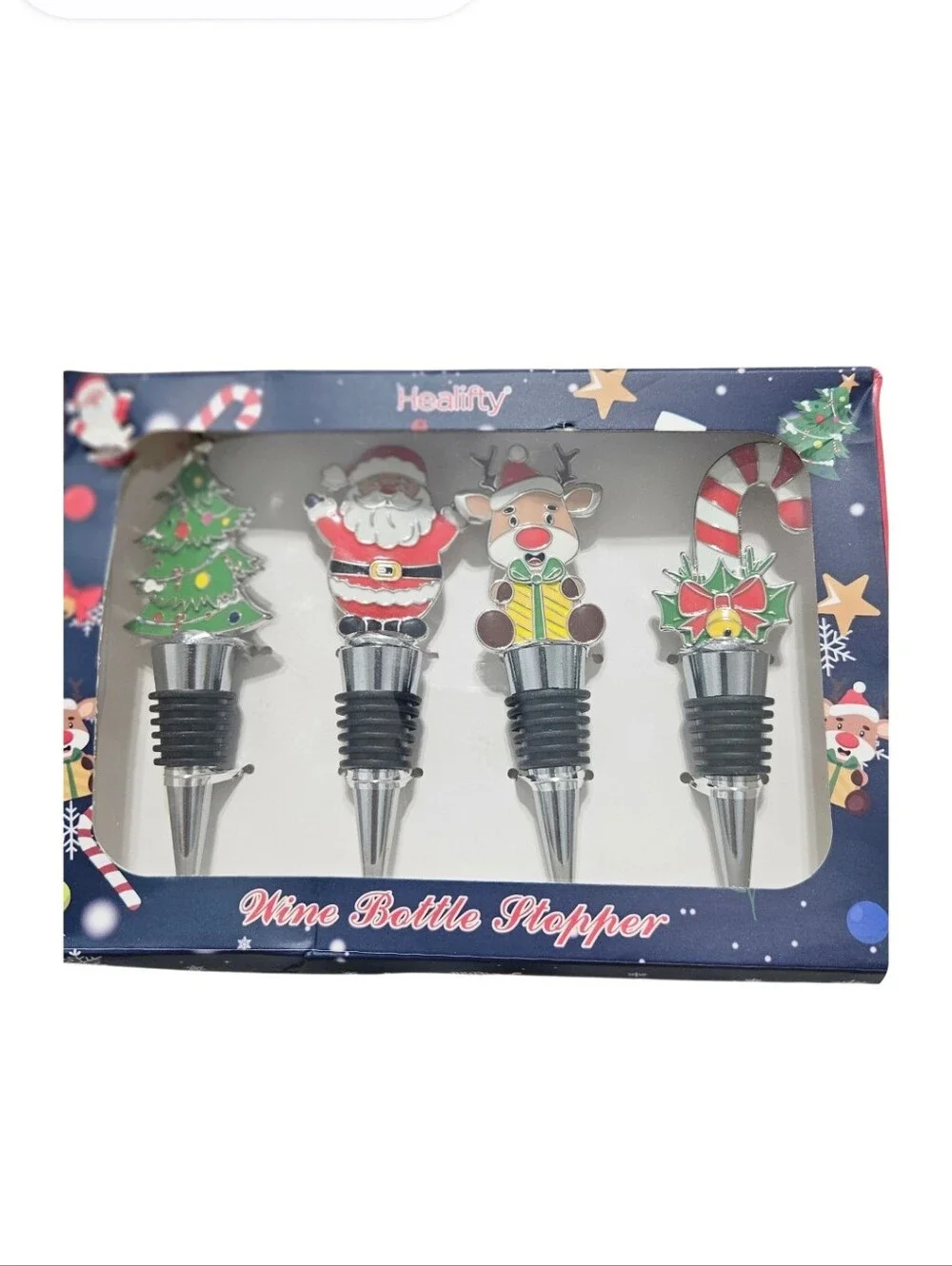 NIB Healify Christmas Wine Stopper Set, Reusable Sew & Mew Consulting Germany